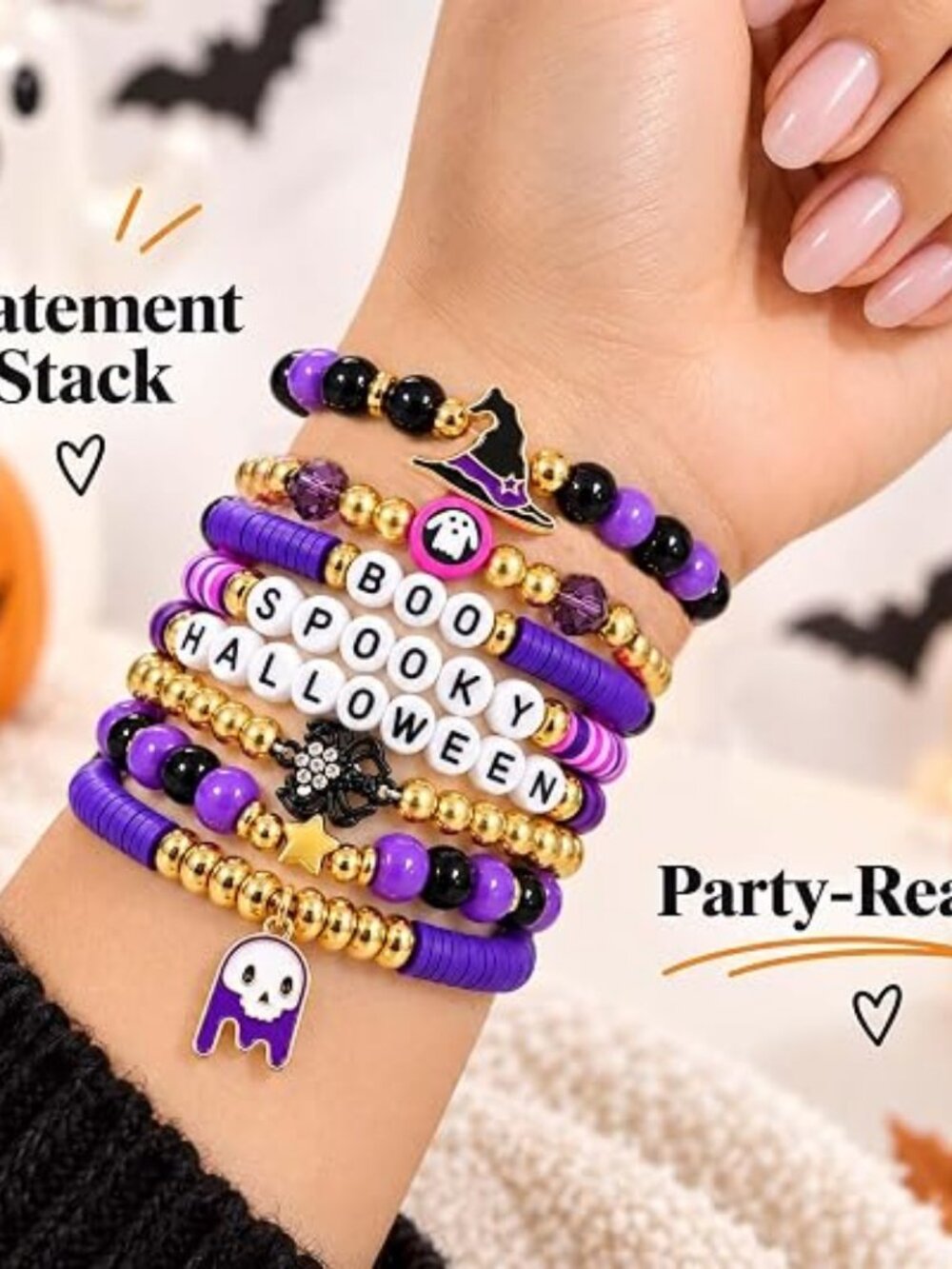 Visit the Go Ho Store Go Ho 8Pack Halloween Bracelets for Women, Costume Accesso